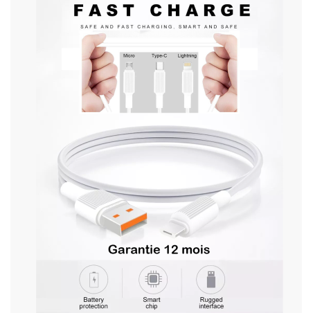 Câble USB Renforcé pour Smartphone (Vrac) | Smarty Paris 18e